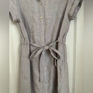 C&C California 100% Linen Midi Shirt Dress in Gray. Size 10